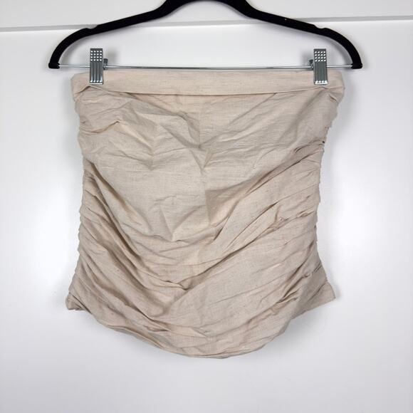 Crescent Tops - Crescent Tan Cotton Linen Blend Tube Top Size Small